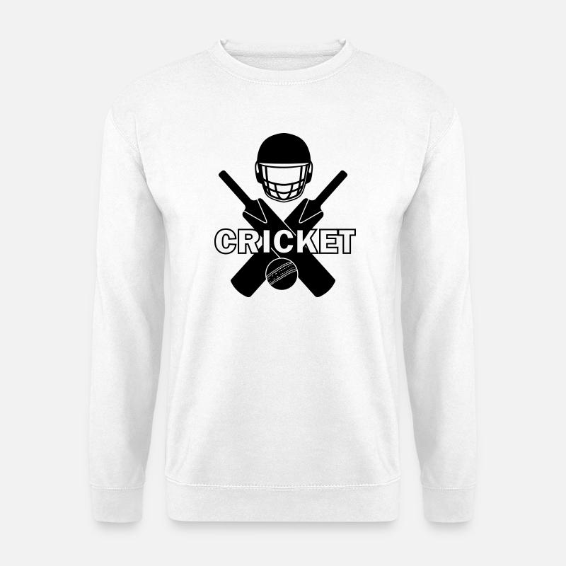 Cricket-Logo-Schattenbild mit Text - Unisex Pullover - Weiß