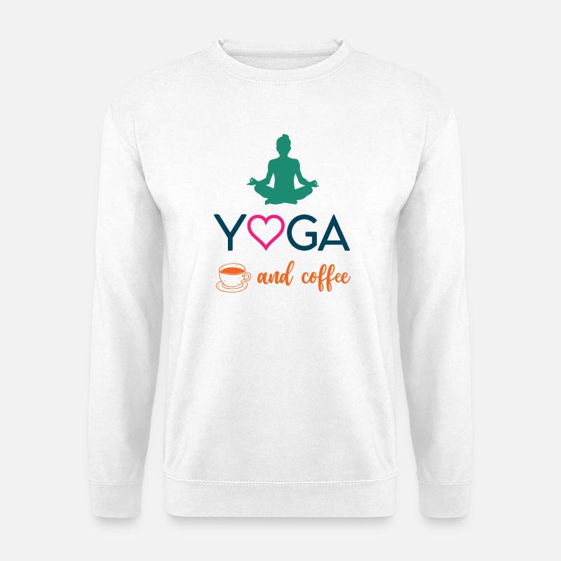 Yoga und Kaffee - Unisex Pullover - Weiß