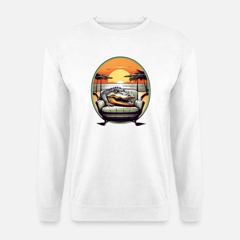 Alligator auf Sofa - Unisex Pullover - Weiß