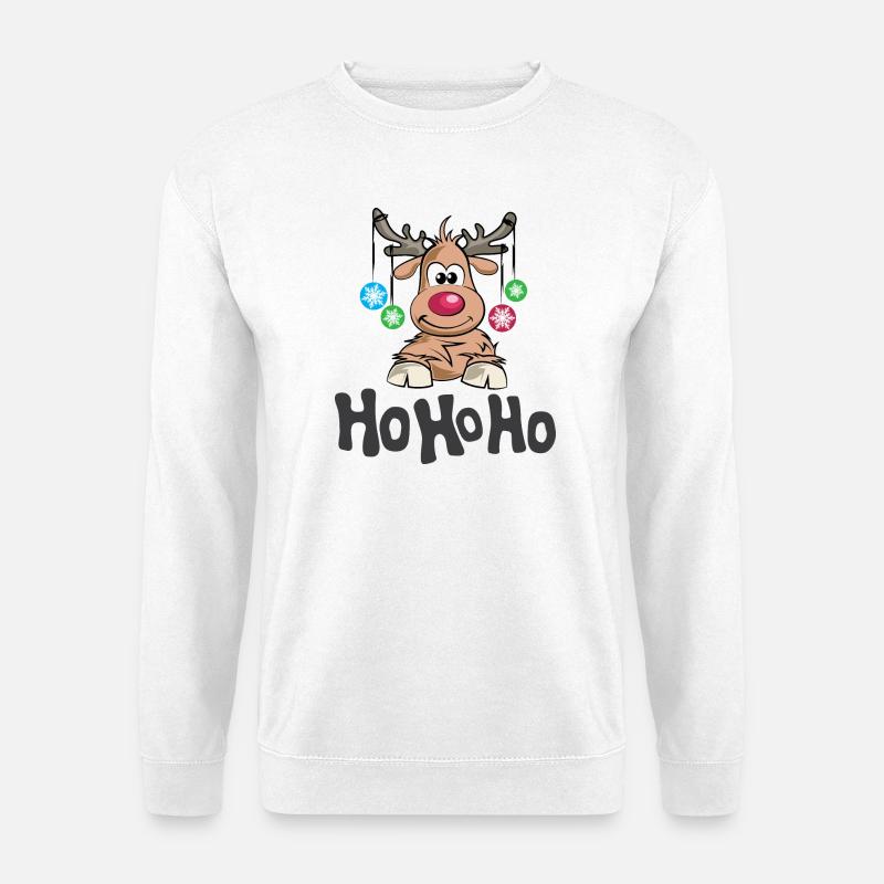 hohoho Rentier Elch Symbol Hirsch Kugeln icon - Unisex Pullover - Weiß