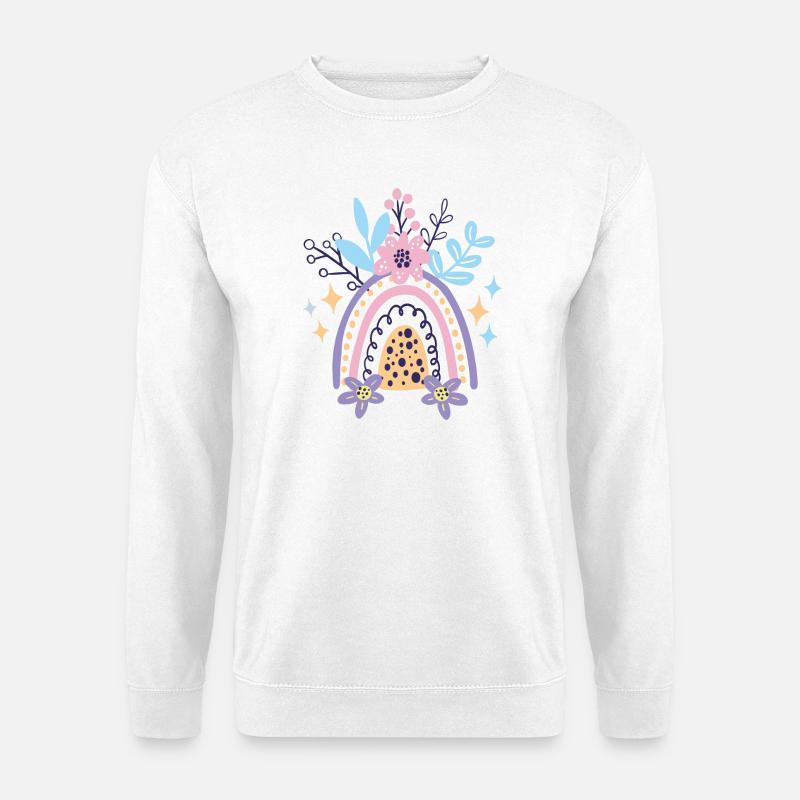Pastellfarbene Regenbogenblüte - Unisex Pullover - Weiß