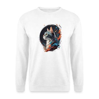 Bunte Katze - Unisex Pullover - Weiß - Vorne