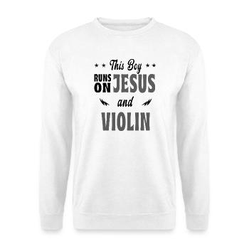 Dieser Junge lebt von Jesus und Violinen - Unisex Pullover - Weiß - Vorne