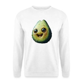 Lachende Avocado Große Augen Happy Shirt - Unisex Pullover - Weiß - Vorne