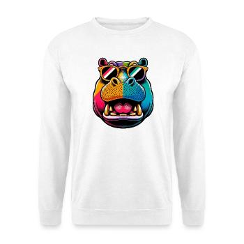 Hippopotamus with Sunglasses - Unisex Sweatshirt - white - Front