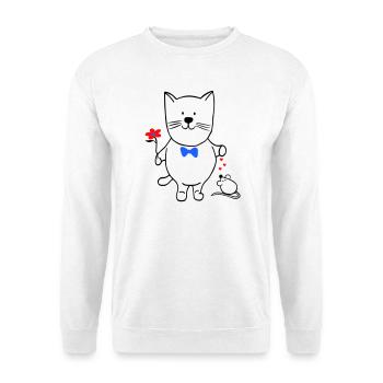 Katze und Maus - Unisex Pullover - Weiß - Vorne