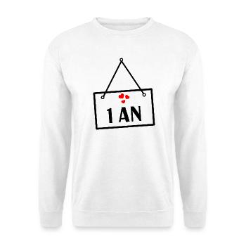 1. 1 AN. 1er ANNIVERSAIRE. ANNIVERSAIRE 1 AN - Sweat-shirt Unisexe - blanc - Devant
