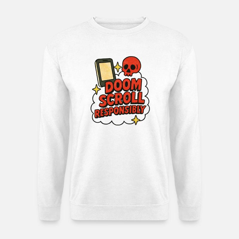 Doomscroll Verantwortungsvolles Anti-Sucht-Design - Unisex Pullover - Weiß