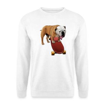 Playful bulldog on skateboard - Unisex Sweatshirt - white - Front