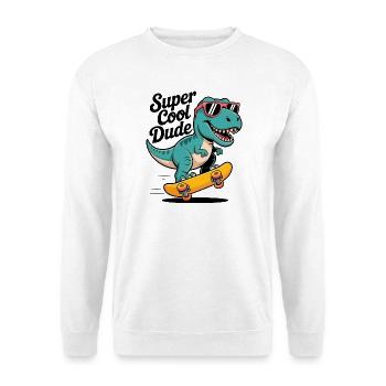 Super cooler Skateboard Dinosaurier - Unisex Pullover - Weiß - Vorne