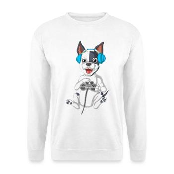 Cute French Bulldog Gamer Funny Video Game Dog - Unisex Sweatshirt - white - Front