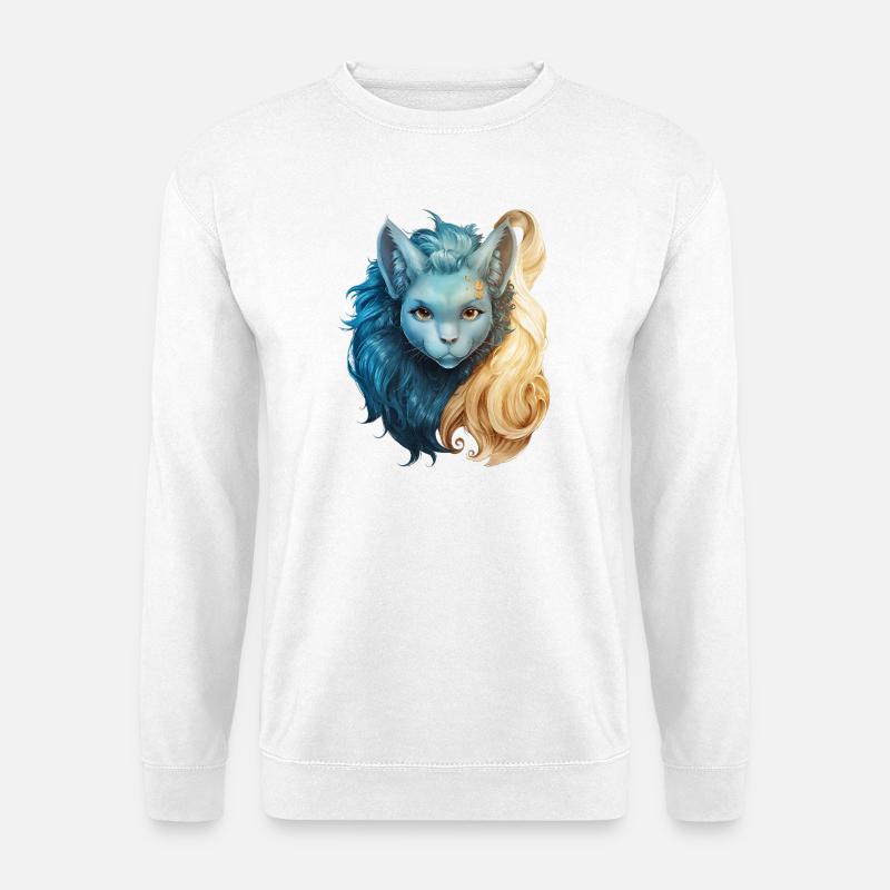 Mystical cat creature with two-tone mane - Unisex Sweatshirt - white
