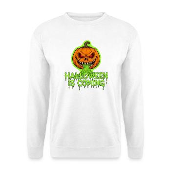 Halloween kommt: Grusel-Pumpkin mit Neon-Schleim - Unisex Pullover - Weiß - Vorne