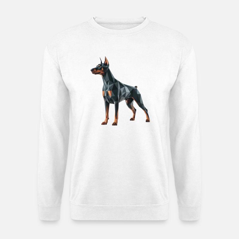 Dobermann - Cooles Low-Poly-Logo - Unisex Pullover - Weiß