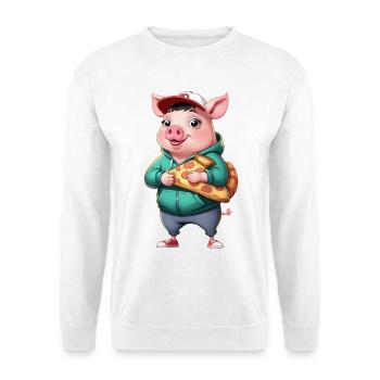 Cochon en sweat à capuche avec part de pizza - Sweat-shirt Unisexe - blanc - Devant