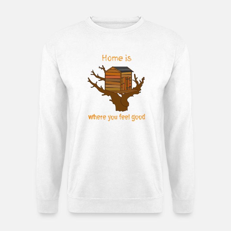 Haus im Baum mit Text - Unisex Pullover - Weiß