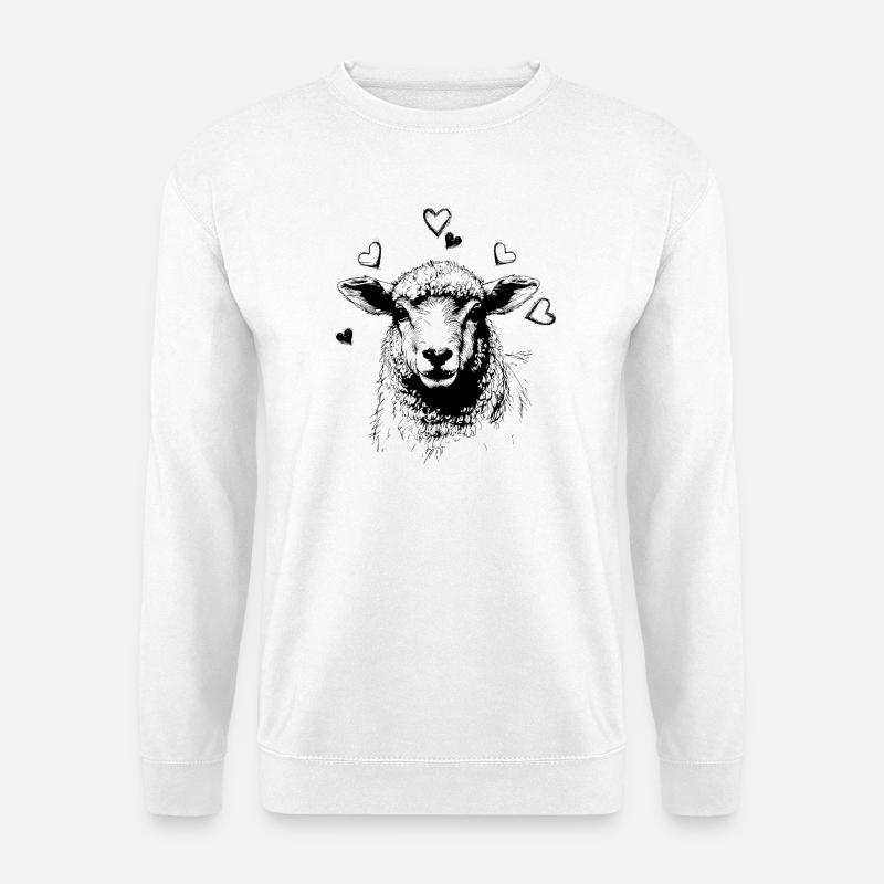 Schaf mit Herzchen - Unisex Pullover - Weiß
