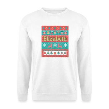 Festlicher Name Elizabeth Hässlicher Weihnachtsstil, Weihnachten - Unisex Pullover - Weiß - Vorne