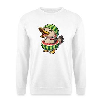 Funny duck with watermelon summer freshness - Unisex Sweatshirt - white - Front