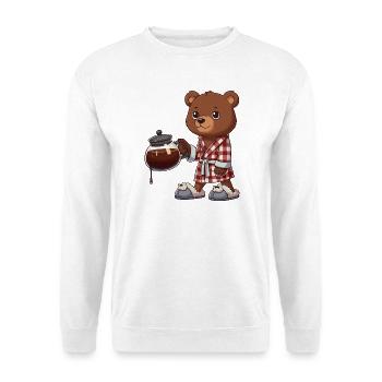 Funny Bear Coffee Lover in Plaid Robe - Unisex Sweatshirt - white - Front