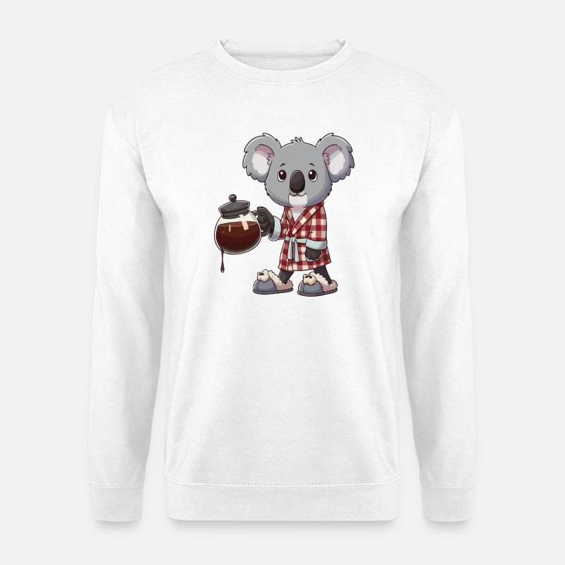 Funny Koala Coffee Lover Cozy Bathrobe - Unisex Sweatshirt - white