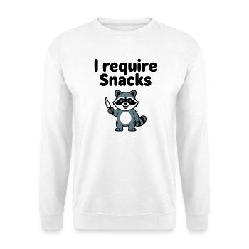 I require Snacks - Funny Raccoon T-Shirt - Unisex Sweatshirt - white - Front