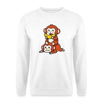 Cheeky Monkey Eating Watermelon on Friend - Unisex Sweatshirt - white - Front
