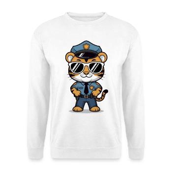 Tiger Polizist Sonnenbrille - Unisex Pullover - Weiß - Vorne