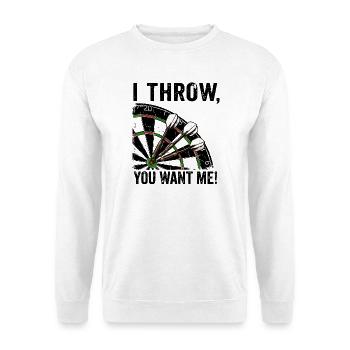 Sweat à capuche et t-shirt Darts Fun « Je lance, tu me veux » - Sweat-shirt Unisexe - blanc - Devant