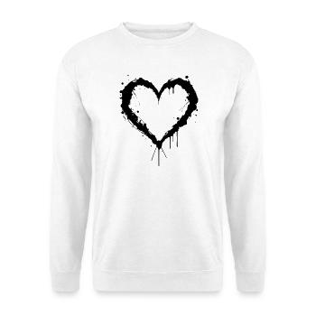 Schwarzes Herz, Valentinstag, Liebe - Unisex Pullover - Weiß - Vorne