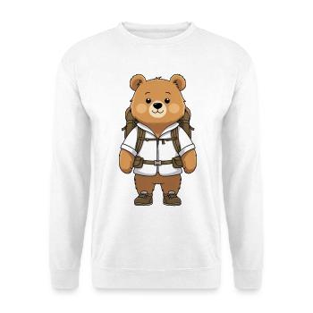 Abenteuerbär mit Rucksack - Unisex Pullover - Weiß - Vorne