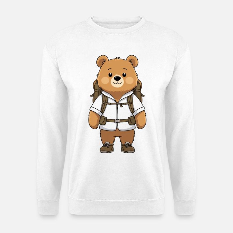 Abenteuerbär mit Rucksack - Unisex Pullover - Weiß