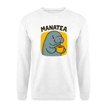 Manatea-Jubel: Manati schlürft Tee - Unisex Pullover - Weiß - Vorne