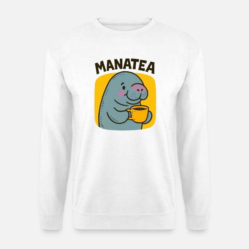 Manatea-Jubel: Manati schlürft Tee - Unisex Pullover - Weiß