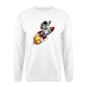 Dessin animé astronaute sur fusée - Sweat-shirt Unisexe - blanc - Devant