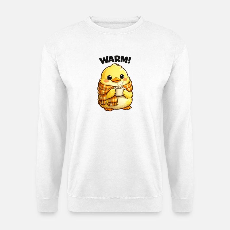 Poussin plus chaud avec écharpe - Sweat-shirt Unisexe - blanc