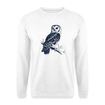 Chouette vintage sur la branche | Motif de la Forêt Mystique - Sweat-shirt Unisexe - blanc - Devant