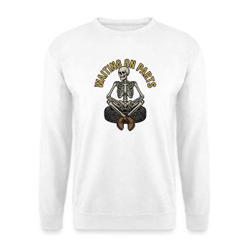 Squelette attendant les pièces d’humour du mécanicien - Sweat-shirt Unisexe - blanc - Devant