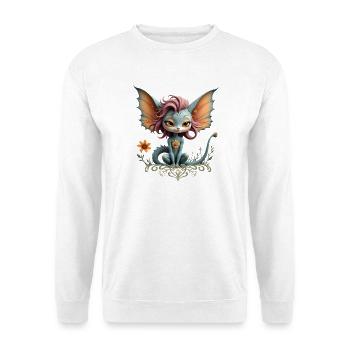 Blauer Drache mit blumigen Flügeln - Unisex Pullover - Weiß - Vorne