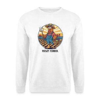 Poulet Fermier au Potager Soleil - Sweat-shirt Unisexe - blanc - Devant