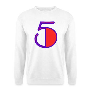 5. JUBILÄUM. 5 JAHRE. 5. JUBILÄUM. KIND. - Unisex Pullover - Weiß - Vorne - Alina (178cm) & Michal (187cm)