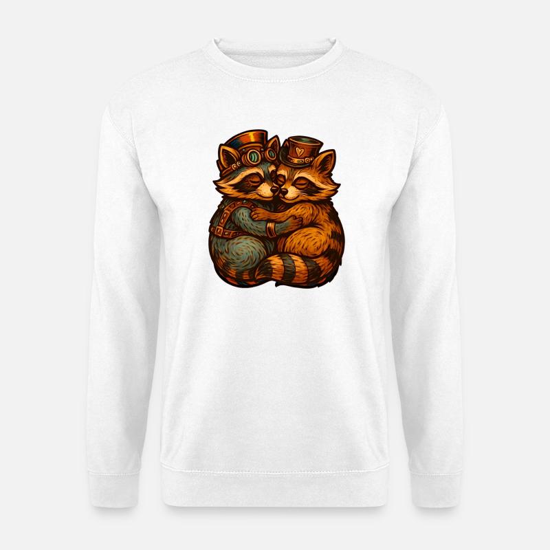 Steampunk Fox Duo Hug - Unisex Sweatshirt - white