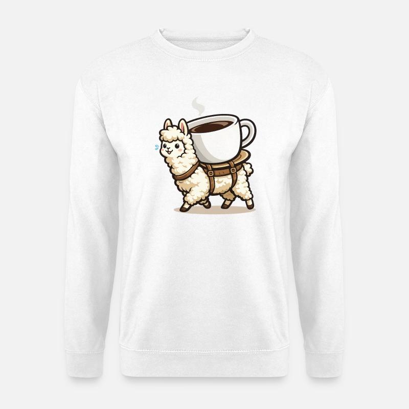 Kaffee Llama Trage-Design - Unisex Pullover - Weiß