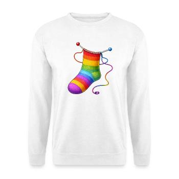 Illustration de chaussettes arc-en-ciel tricotées - Sweat-shirt Unisexe - blanc - Devant