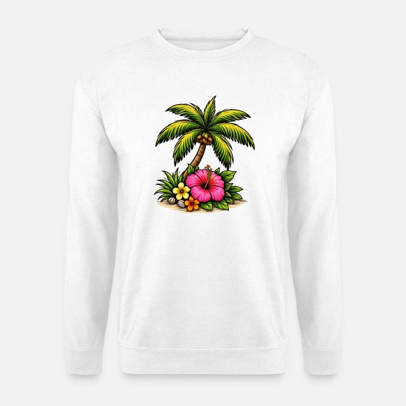 Tropical Island Hibiscus Pattern - Unisex Sweatshirt - white