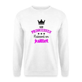 Princesse née en Juillet Joli Cadeau Naissance - Sweat-shirt Unisexe - blanc - Devant