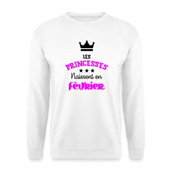 Prinzessin geboren im Februar Geburtstagsgeschenk - Unisex Pullover - Weiß - Vorne