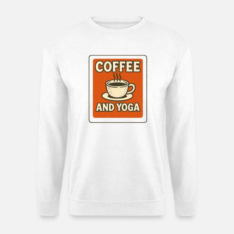 Coffee and Yoga Retro Tee - Unisex Sweatshirt - white