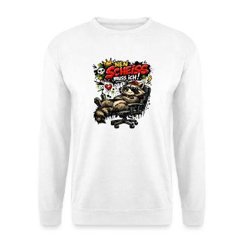Lustiger Waschbär Spruch Nen Scheiss muss ich - Unisex Pullover - Weiß - Vorne