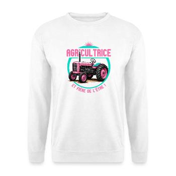 Agricultrice et fière de l’être - design tracteur  - Sweat-shirt Unisexe - blanc - Devant